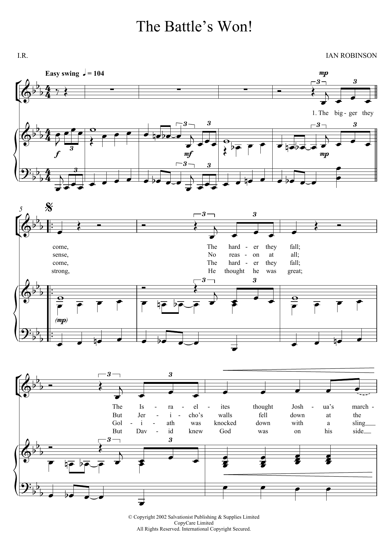 The Salvation Army The Battle's Won! sheet music notes and chords arranged for Unison Choir