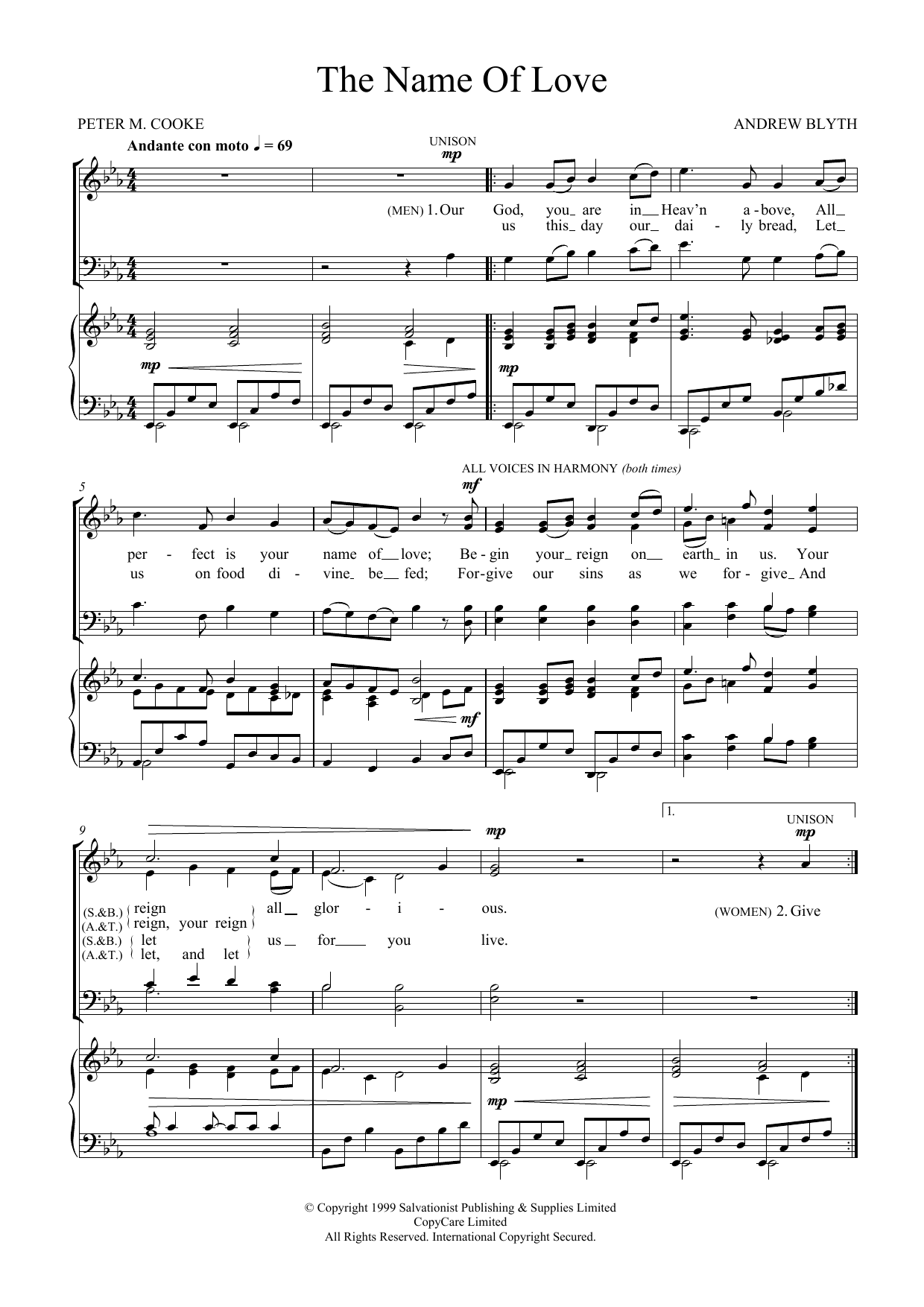 The Salvation Army The Name Of Love sheet music notes and chords arranged for Choir