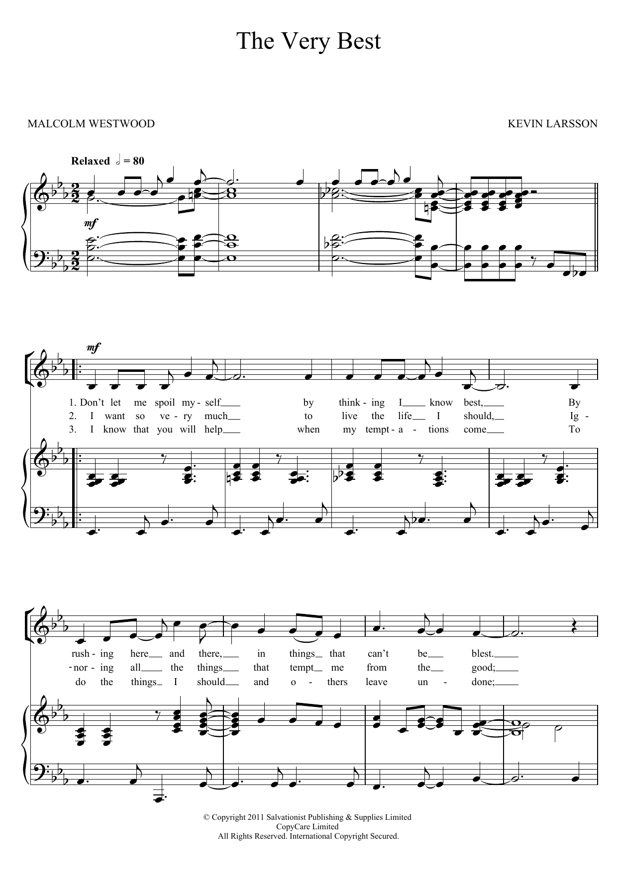 The Salvation Army The Very Best sheet music notes and chords arranged for Piano, Vocal & Guitar Chords