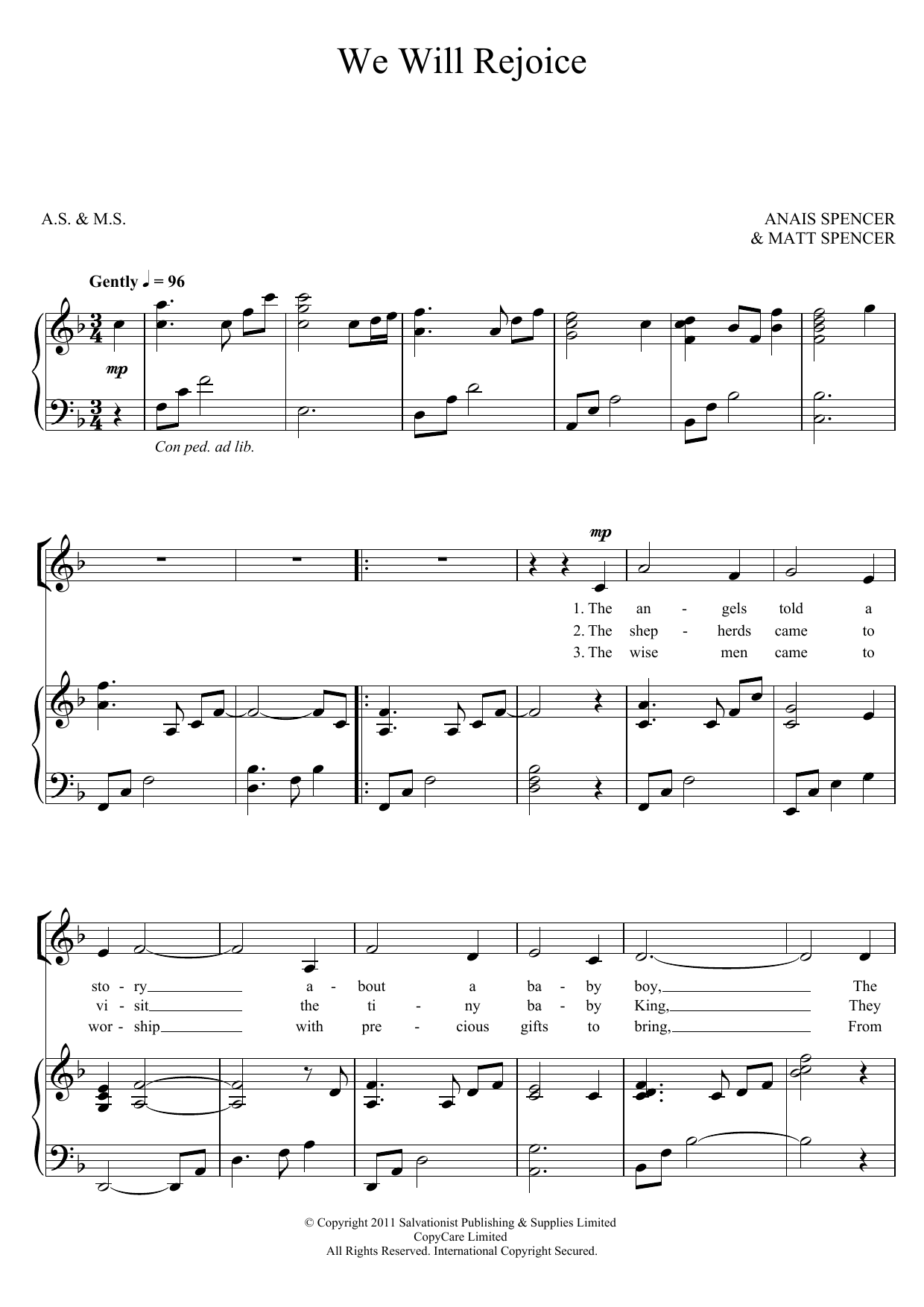 The Salvation Army We Will Rejoice sheet music notes and chords arranged for Piano, Vocal & Guitar Chords