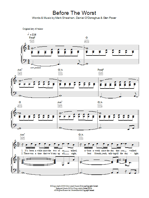 The Script Before The Worst sheet music notes and chords arranged for Piano, Vocal & Guitar Chords
