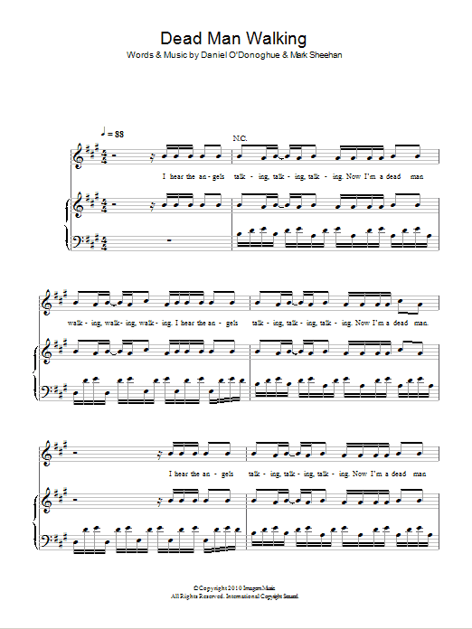 The Script Dead Man Walking sheet music notes and chords arranged for Piano, Vocal & Guitar Chords