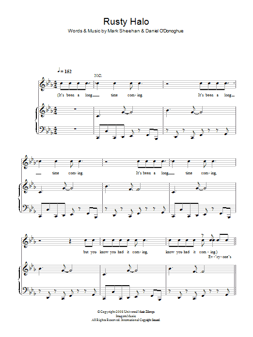 The Script Rusty Halo sheet music notes and chords arranged for Piano, Vocal & Guitar Chords