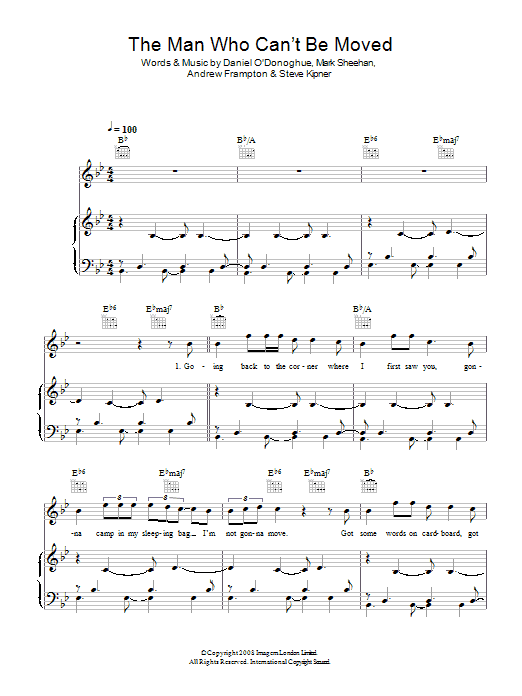 The Script The Man Who Can't Be Moved sheet music notes and chords arranged for Beginner Piano