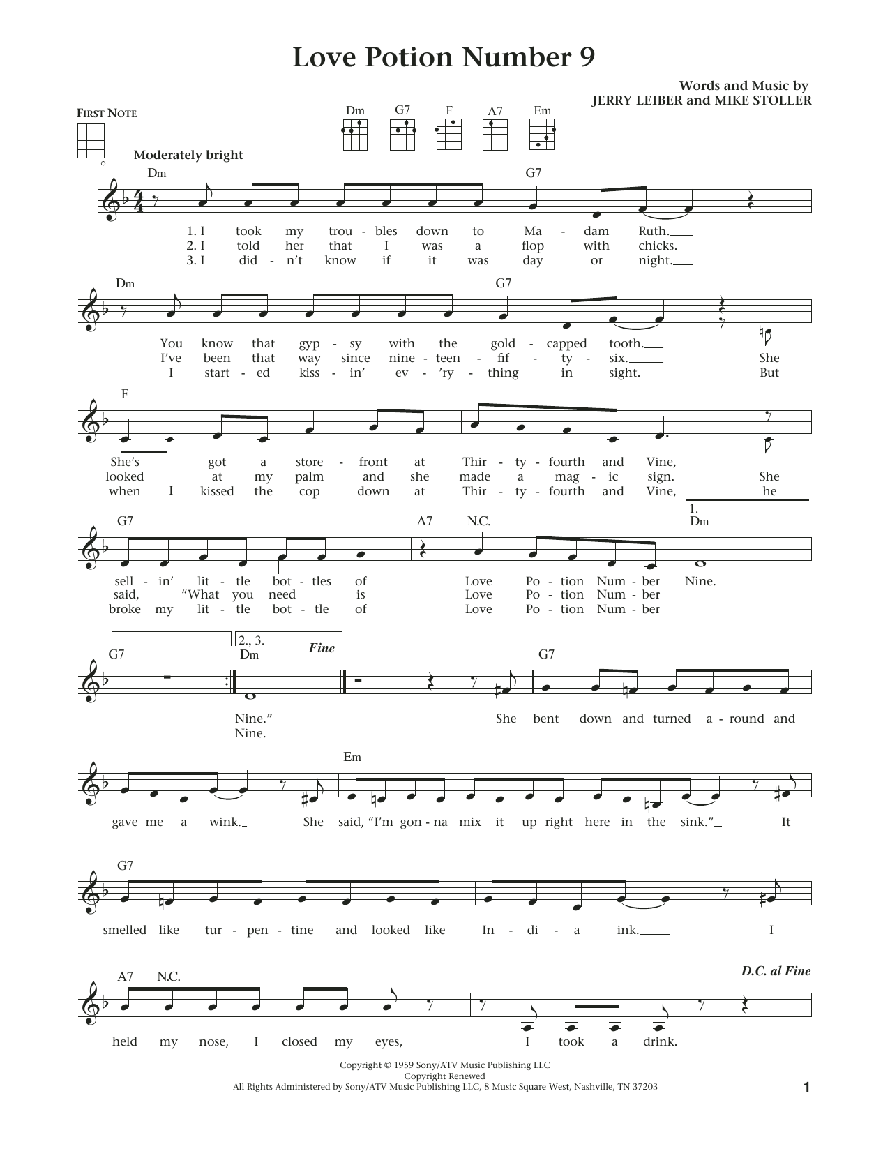 The Searchers Love Potion Number 9 (from The Daily Ukulele) (arr. Liz and Jim Beloff) sheet music notes and chords arranged for Ukulele