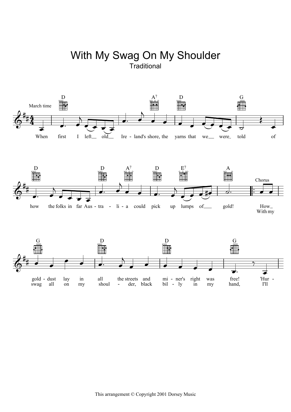 The Seekers With My Swag On My Shoulder sheet music notes and chords arranged for Lead Sheet / Fake Book