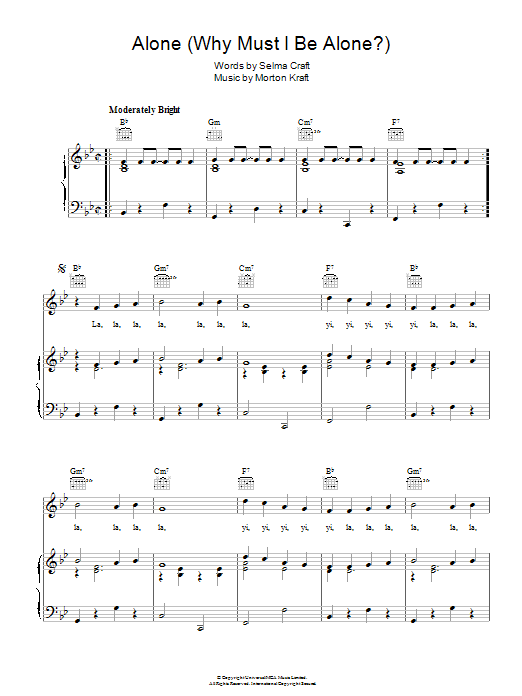 The Shepherd Sisters Alone (Why Must I Be Alone) sheet music notes and chords arranged for Piano, Vocal & Guitar Chords