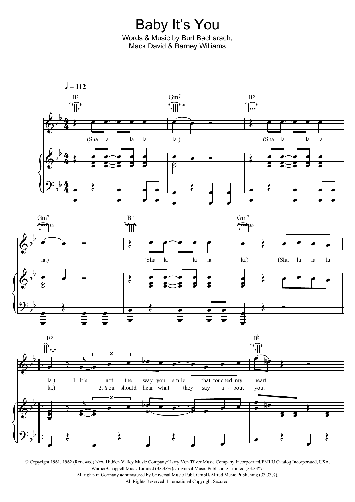 The Shirelles Baby, It's You sheet music notes and chords arranged for Piano, Vocal & Guitar Chords