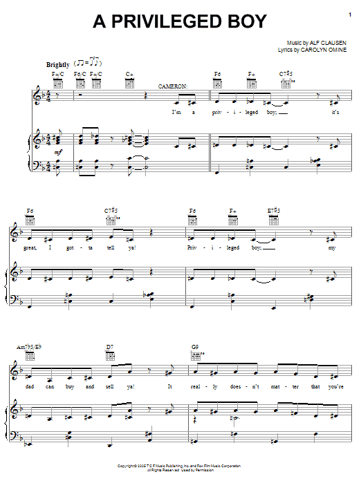 The Simpsons A Privileged Boy sheet music notes and chords arranged for Piano, Vocal & Guitar Chords (Right-Hand Melody)