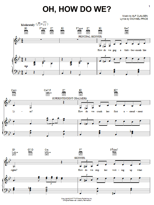 The Simpsons Oh, How Do We? sheet music notes and chords arranged for Piano, Vocal & Guitar Chords (Right-Hand Melody)
