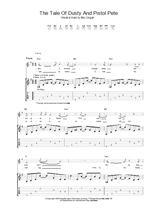The Smashing Pumpkins The Tale Of Dusty And Pistol Pete sheet music notes and chords arranged for Guitar Tab