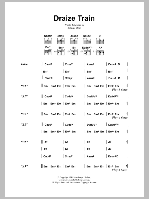 The Smiths Draize Train sheet music notes and chords arranged for Guitar Chords/Lyrics