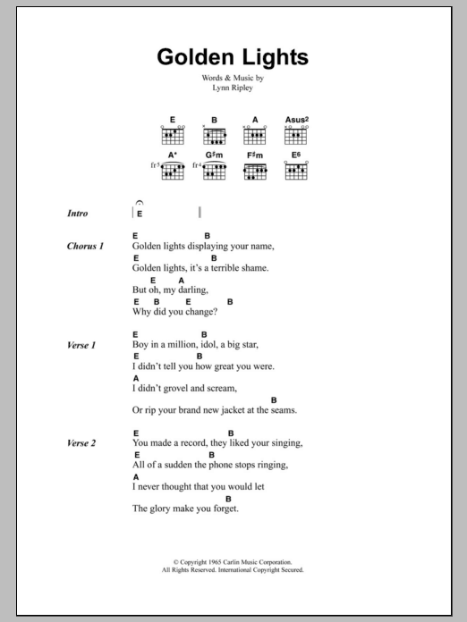 The Smiths Golden Lights sheet music notes and chords arranged for Guitar Chords/Lyrics
