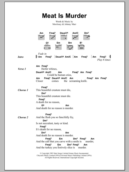 The Smiths Meat Is Murder sheet music notes and chords arranged for Guitar Chords/Lyrics