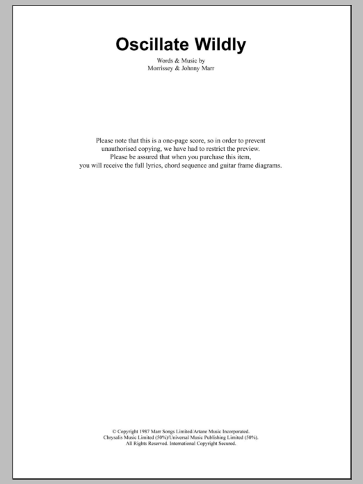 The Smiths Oscillate Wildly sheet music notes and chords arranged for Guitar Chords/Lyrics