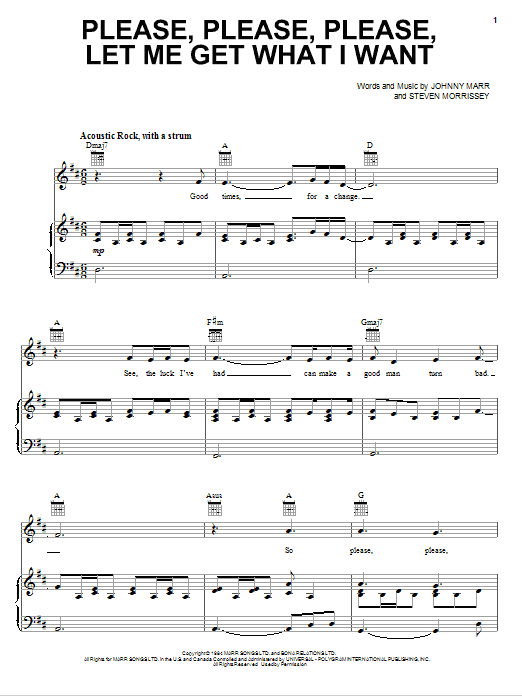 The Smiths Please, Please, Please, Let Me Get What I Want sheet music notes and chords arranged for Ukulele