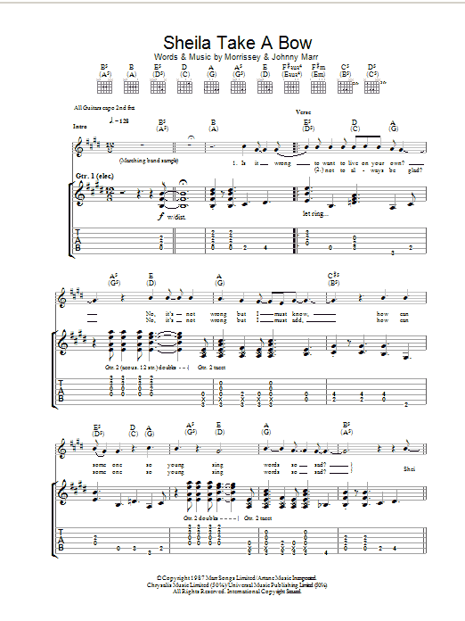 The Smiths Sheila Take A Bow sheet music notes and chords arranged for Guitar Tab