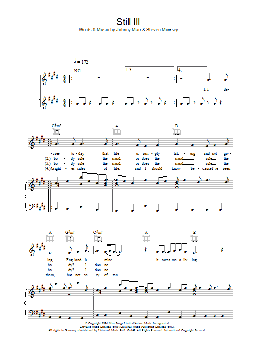 The Smiths Still Ill sheet music notes and chords arranged for Guitar Chords/Lyrics