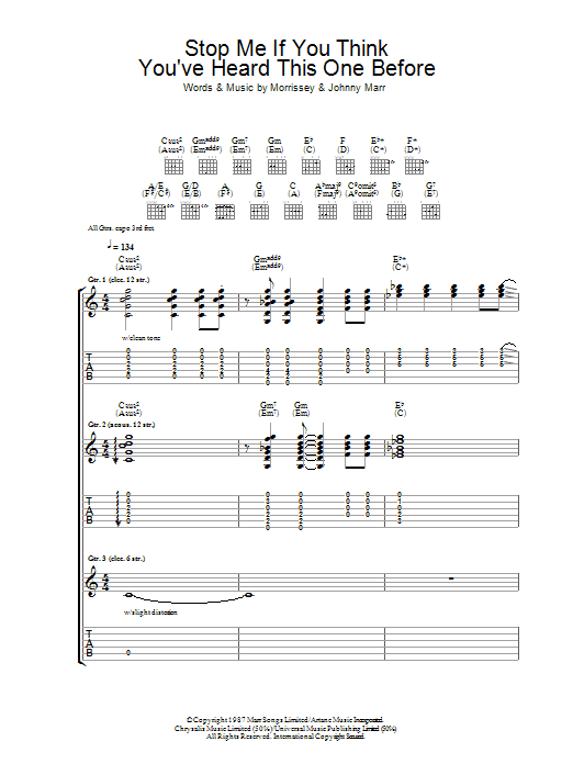 The Smiths Stop Me If You Think You've Heard This One Before sheet music notes and chords arranged for Guitar Chords/Lyrics