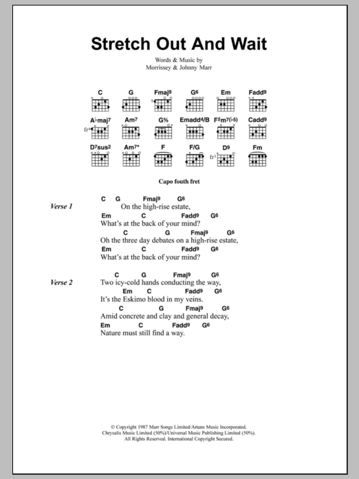 The Smiths Stretch Out And Wait sheet music notes and chords arranged for Guitar Chords/Lyrics