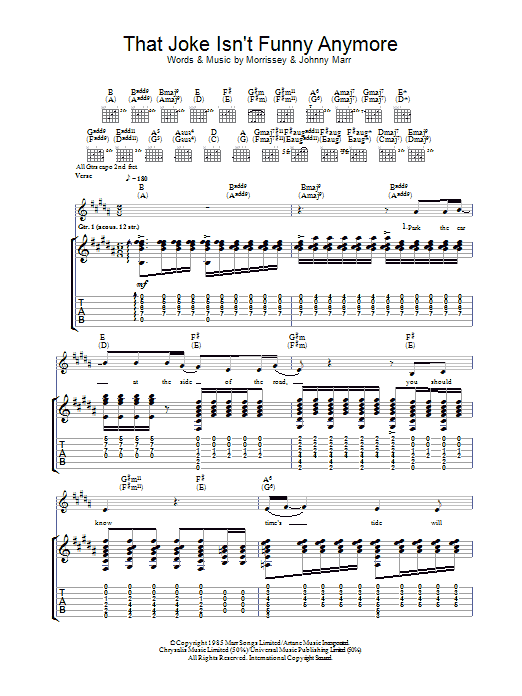 The Smiths That Joke Isn't Funny Anymore sheet music notes and chords arranged for Guitar Tab