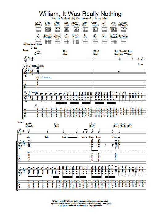The Smiths William, It Was Really Nothing sheet music notes and chords arranged for Guitar Tab