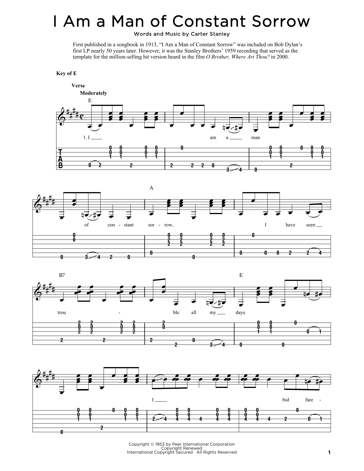 The Soggy Bottom Boys I Am A Man Of Constant Sorrow (arr. Fred Sokolow) sheet music notes and chords arranged for Banjo Tab