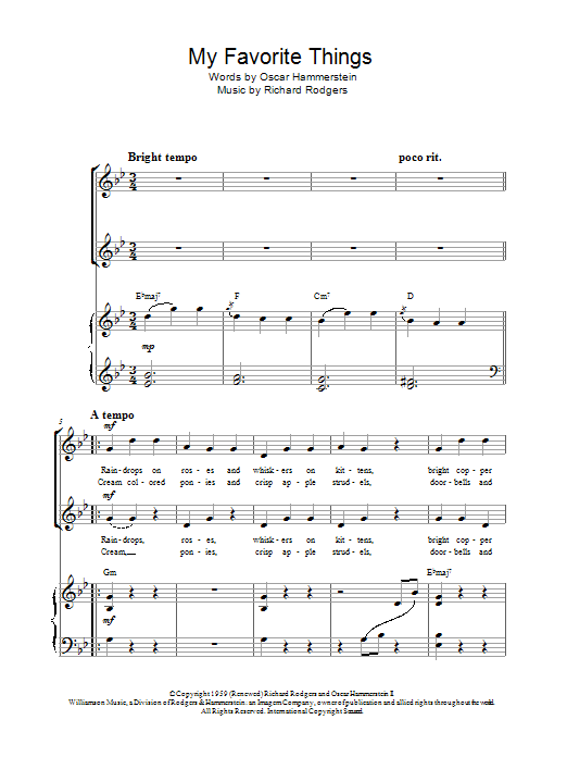 The Sound Of Music My Favorite Things (from The Sound Of Music) sheet music notes and chords arranged for Choir