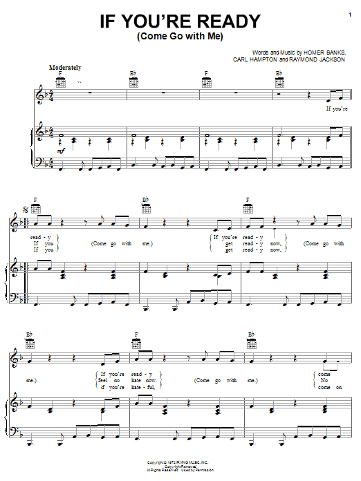 The Staple Singers If You're Ready (Come Go With Me) sheet music notes and chords arranged for Guitar Chords/Lyrics