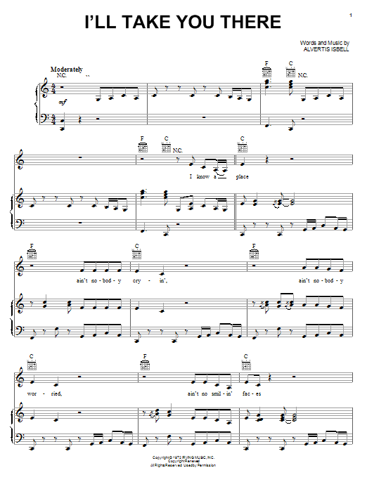 The Staple Singers I'll Take You There sheet music notes and chords arranged for Guitar Chords/Lyrics