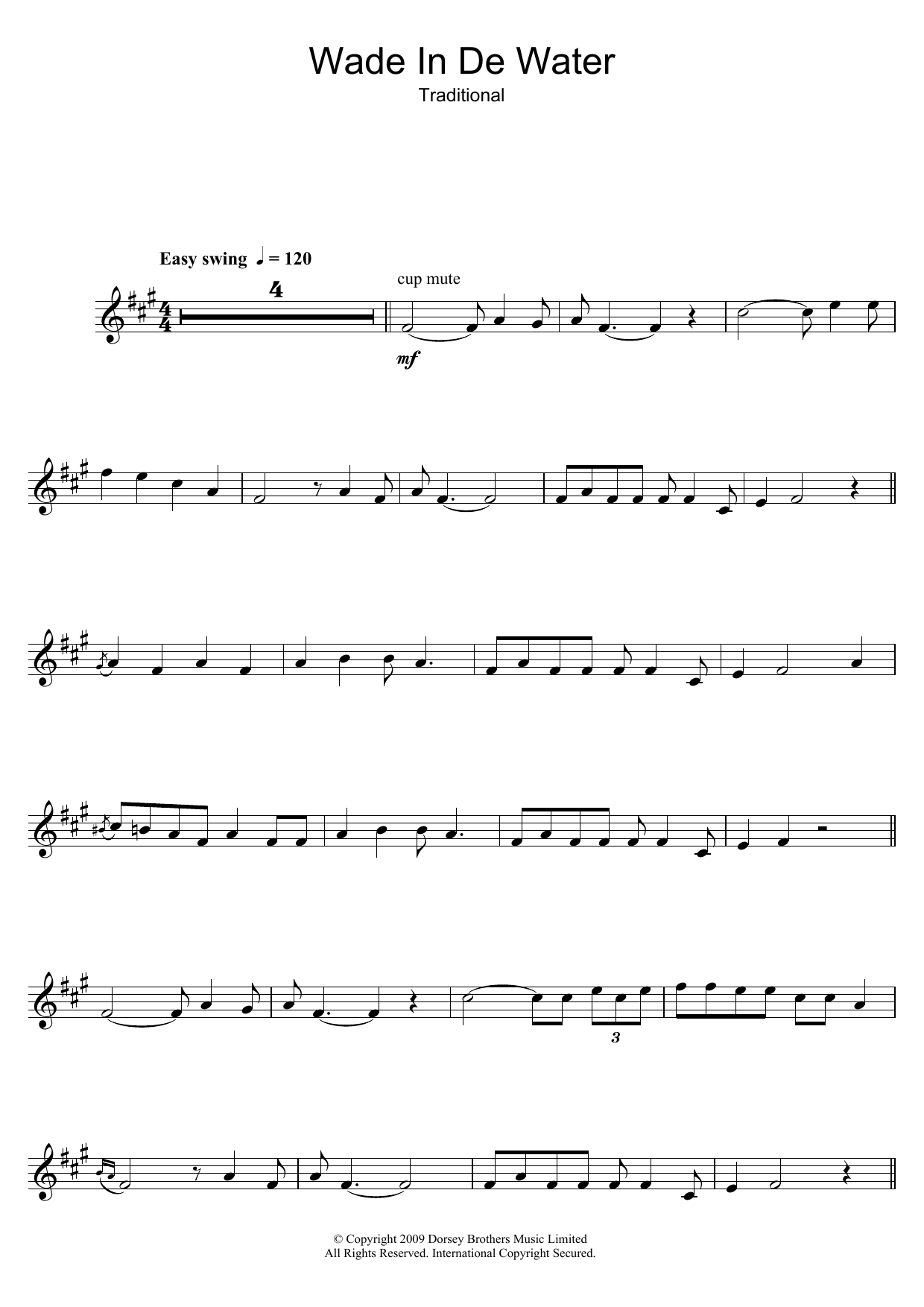 The Staple Singers Wade In The Water sheet music notes and chords arranged for Trumpet Solo