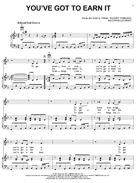 The Staple Singers You've Got To Earn It sheet music notes and chords arranged for Piano, Vocal & Guitar Chords (Right-Hand Melody)