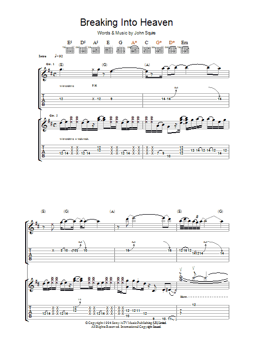 The Stone Roses Breaking Into Heaven sheet music notes and chords arranged for Guitar Chords/Lyrics