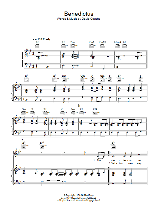 The Strawbs Benedictus sheet music notes and chords arranged for Piano, Vocal & Guitar Chords