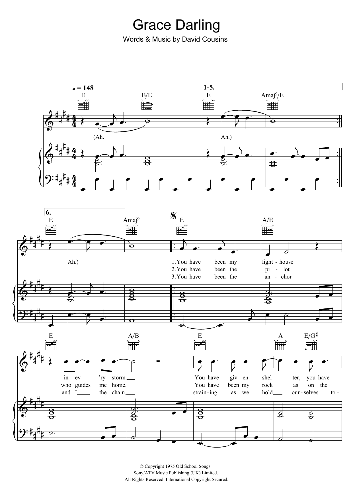 The Strawbs Grace Darling sheet music notes and chords arranged for Piano, Vocal & Guitar Chords