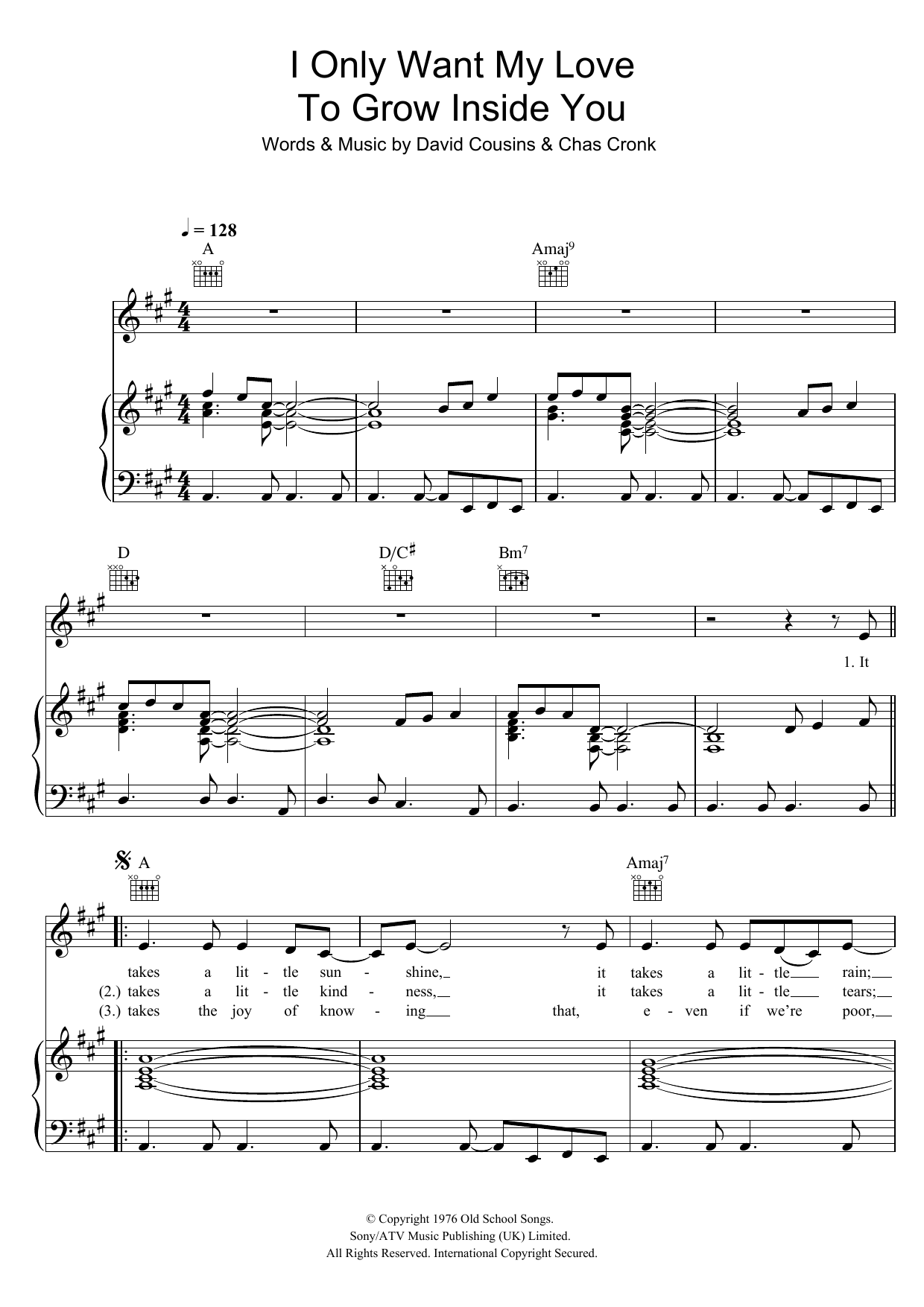 The Strawbs I Only Want My Love To Grow In You sheet music notes and chords arranged for Piano, Vocal & Guitar Chords