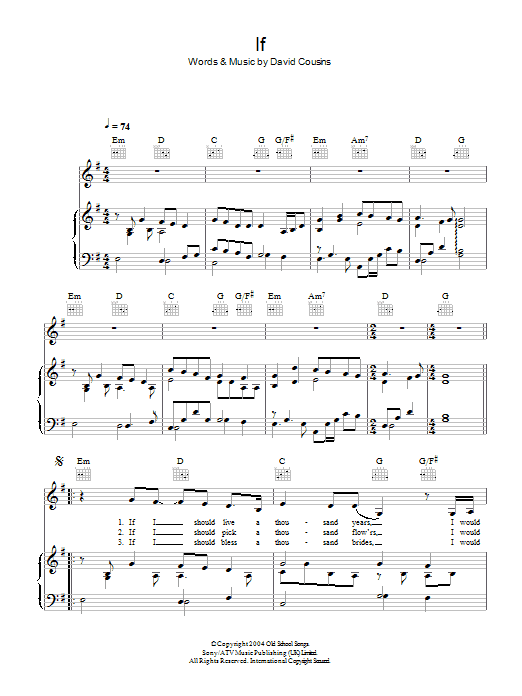 The Strawbs If sheet music notes and chords arranged for Piano, Vocal & Guitar Chords