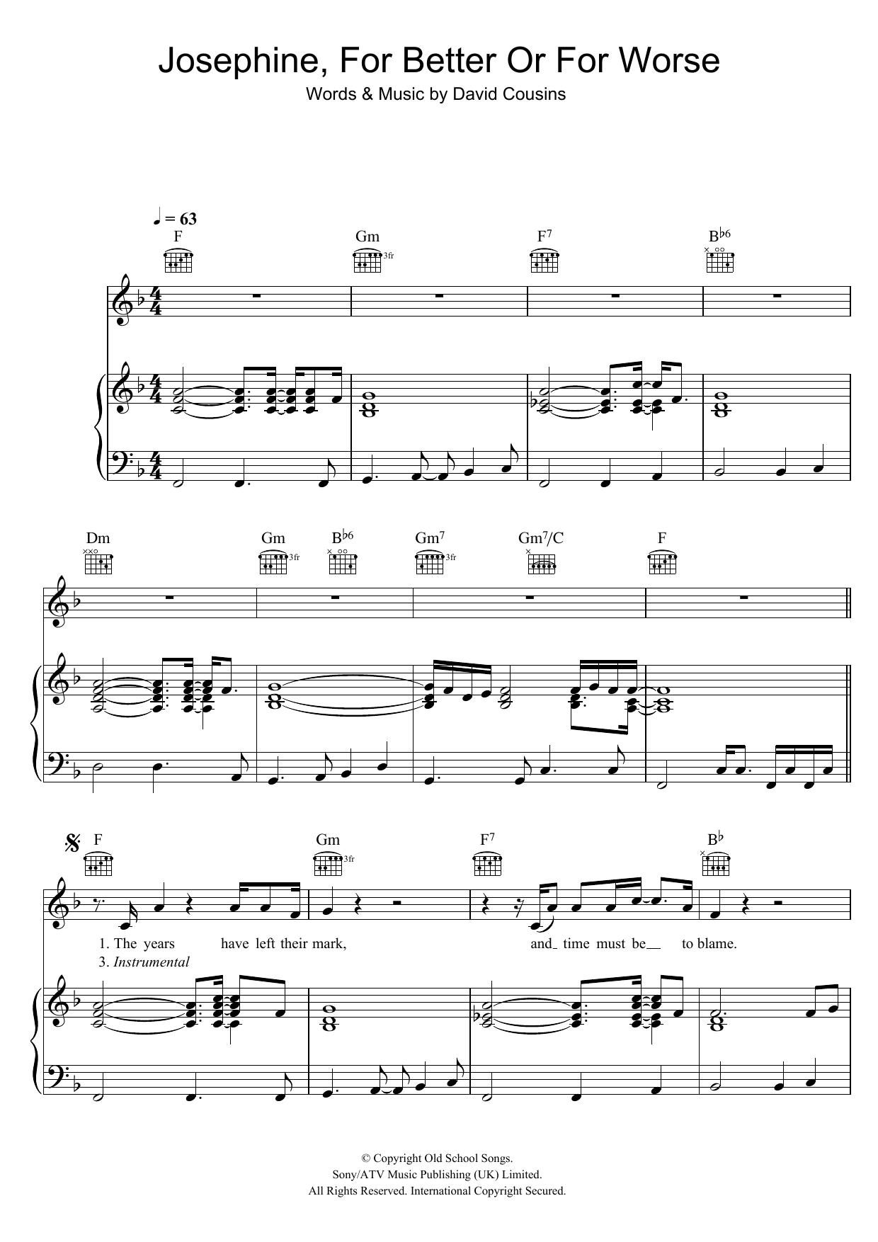 The Strawbs Josephine, For Better Or For Worse sheet music notes and chords arranged for Piano, Vocal & Guitar Chords