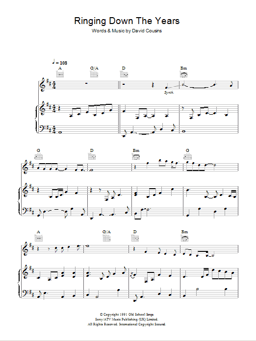 The Strawbs Ringing Down The Years sheet music notes and chords arranged for Piano, Vocal & Guitar Chords