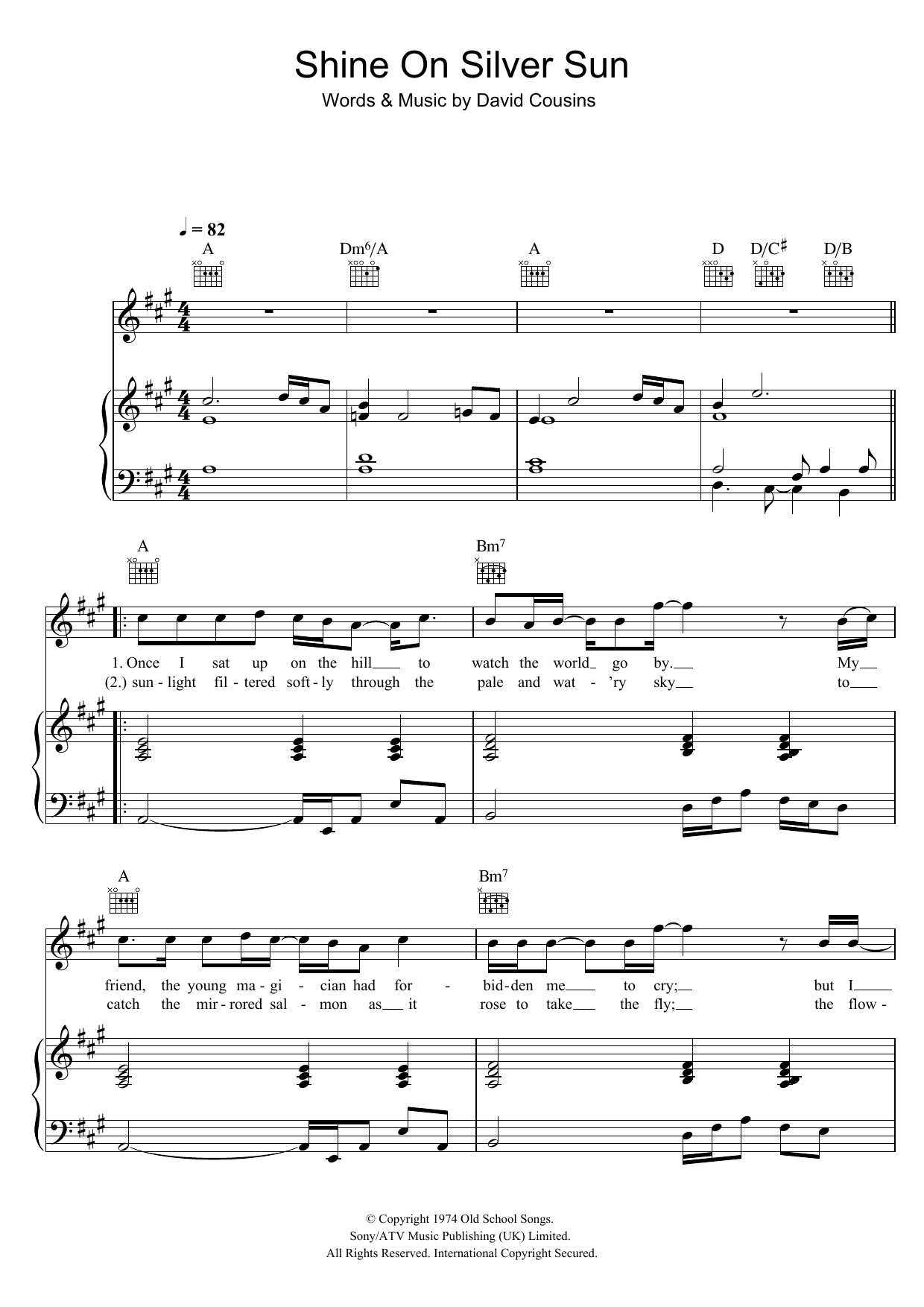 The Strawbs Shine On Silver Sun sheet music notes and chords arranged for Piano, Vocal & Guitar Chords