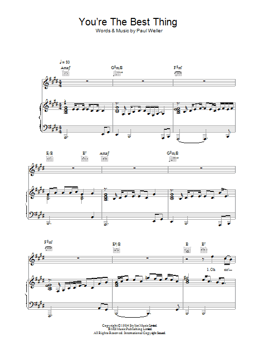 The Style Council You're The Best Thing sheet music notes and chords arranged for Guitar Chords/Lyrics