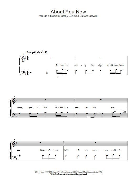 Sugababes About You Now sheet music notes and chords arranged for Easy Piano