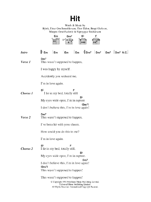 The Sugarcubes Hit sheet music notes and chords arranged for Guitar Chords/Lyrics