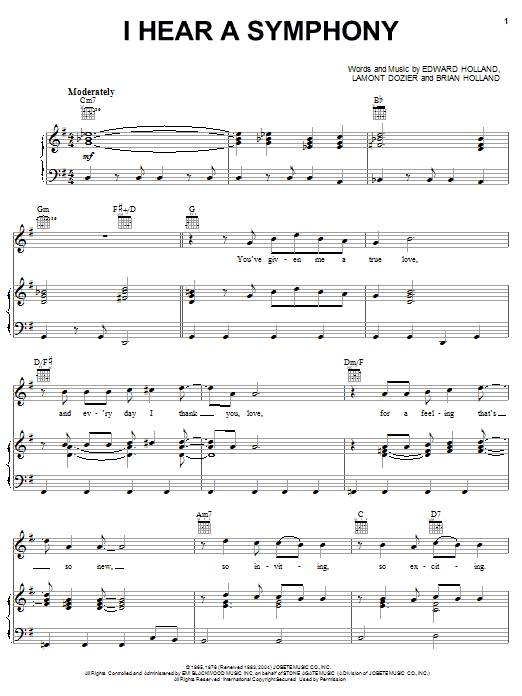 The Supremes I Hear A Symphony sheet music notes and chords arranged for Lead Sheet / Fake Book