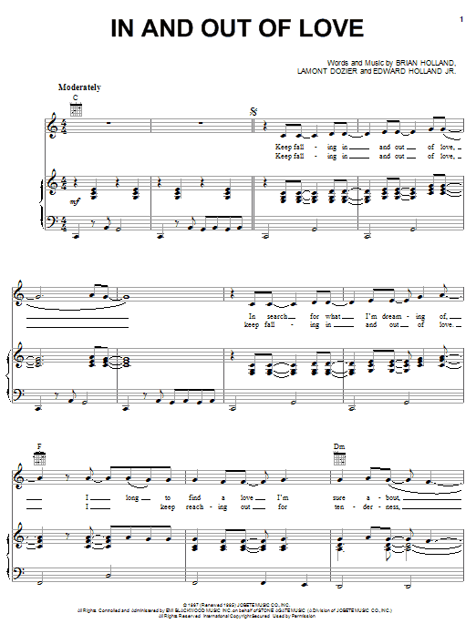 The Supremes In And Out Of Love sheet music notes and chords arranged for Piano, Vocal & Guitar Chords (Right-Hand Melody)