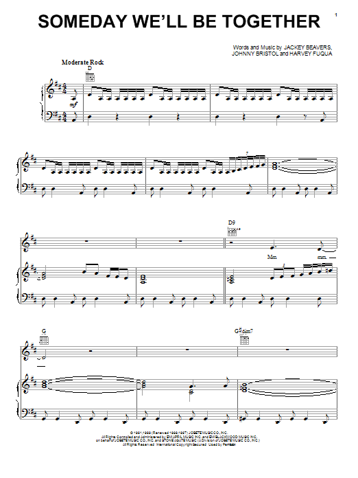 The Supremes Someday We'll Be Together sheet music notes and chords arranged for Piano, Vocal & Guitar Chords (Right-Hand Melody)