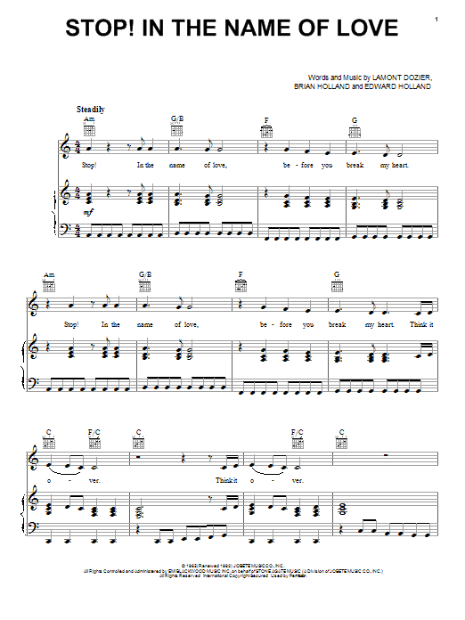 The Supremes Stop! In The Name Of Love sheet music notes and chords arranged for Drums Transcription