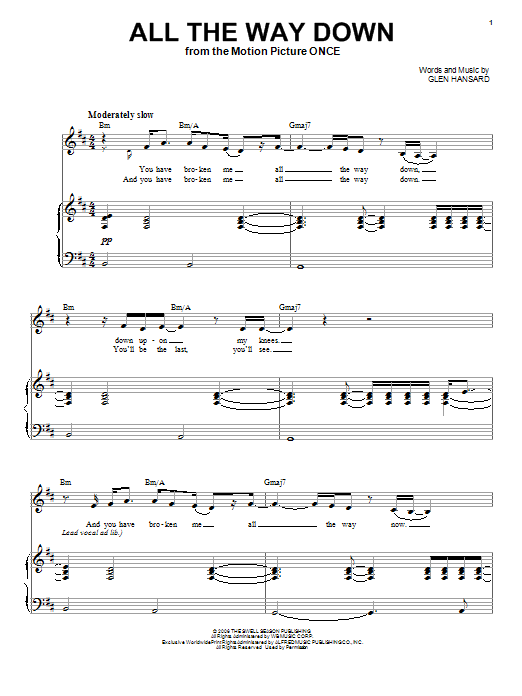 The Swell Season All The Way Down sheet music notes and chords arranged for Guitar Tab