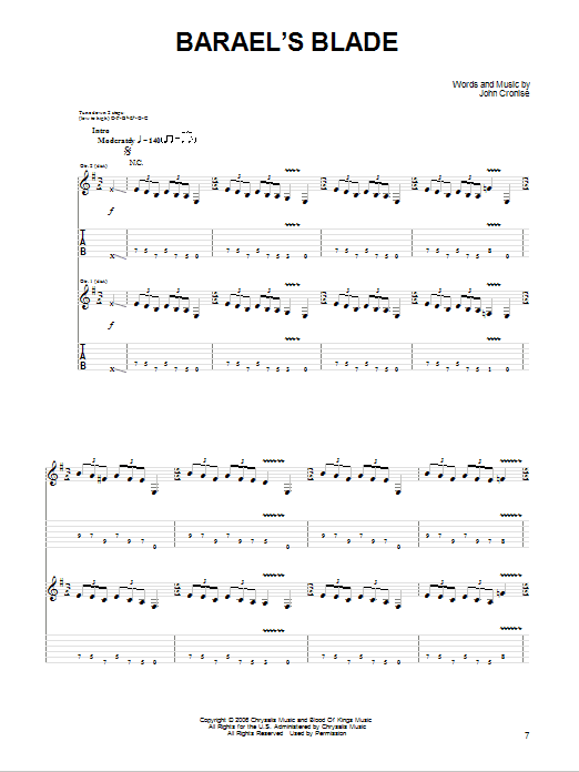 The Sword Barael's Blade sheet music notes and chords arranged for Guitar Tab