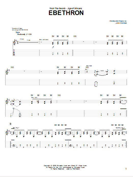 The Sword Ebethron sheet music notes and chords arranged for Guitar Tab